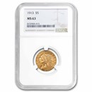 1913 $5 Indian Gold Half Eagle MS-63 NGC