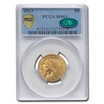 1913 $5 Indian Gold Half Eagle MS-63 PCGS CAC
