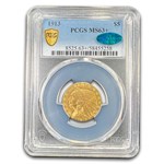 1913 $5 Indian Gold Half Eagle MS-63+ PCGS CAC
