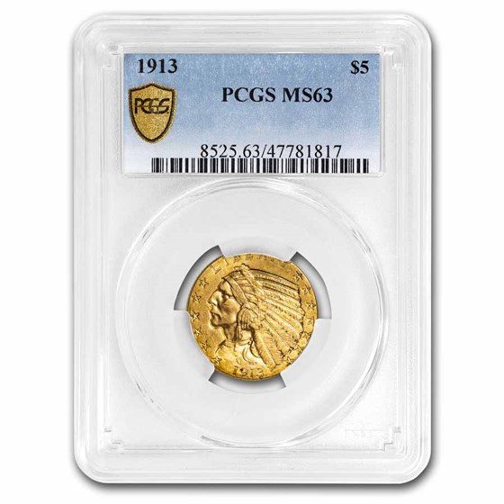 1913 $5 Indian Gold Half Eagle MS-63 PCGS 1913 $5 Indian Gold Half Eagle MS-63 PCGS