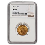 1913 $5 Indian Gold Half Eagle MS-64 NGC