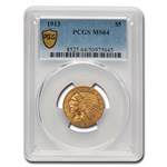 1913 $5 Indian Gold Half Eagle MS-64 PCGS