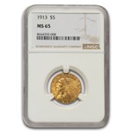 1913 $5 Indian Gold Half Eagle MS-65 NGC