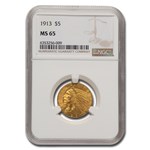 1913 $5 Indian Gold Half Eagle MS-65 NGC