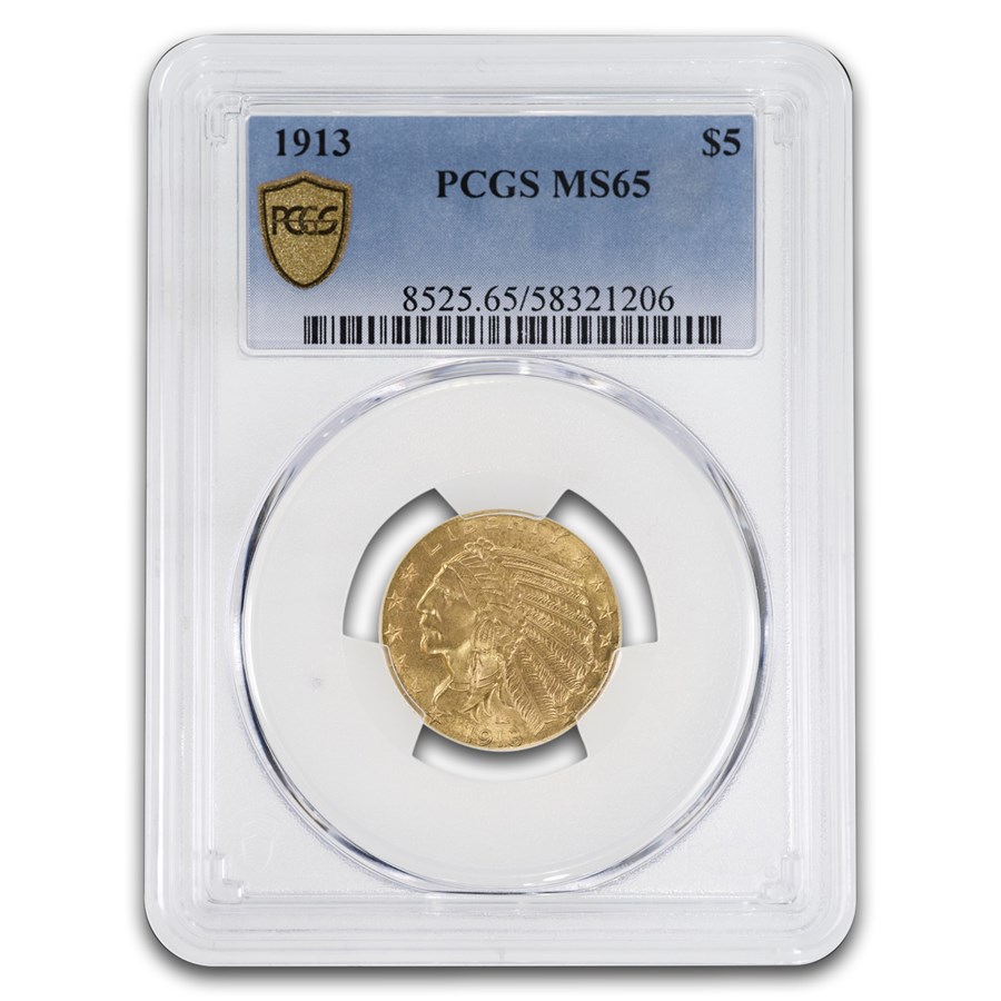 1913 $5 Indian Gold Half Eagle MS-65 PCGS