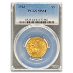 1913 $5 Indian Half Eagle MS-64 PCGS