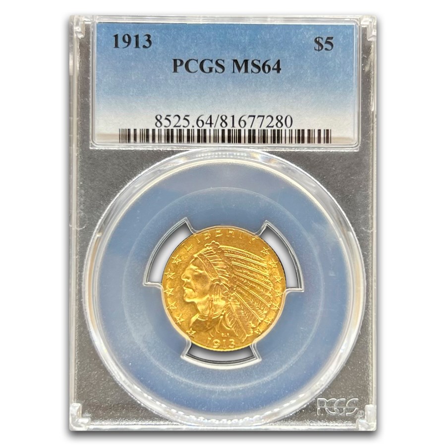 1913 $5 Indian Half Eagle MS-64 PCGS
