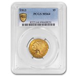 1913 $5 Indian Half Eagle MS-64 PCGS