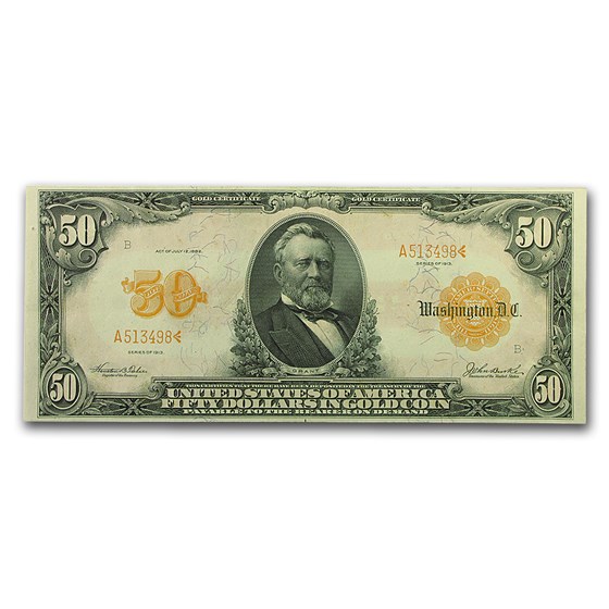 1913 $50 Gold Certificate Choice AU 1913 $50 Gold Certificate Choice AU