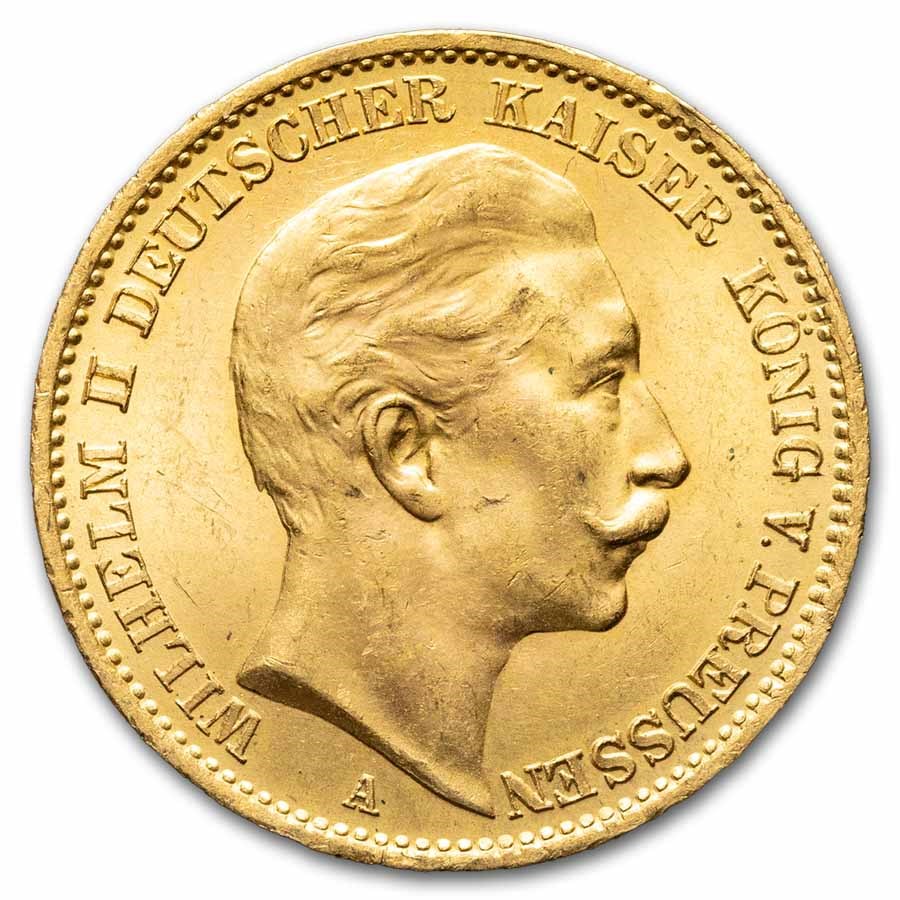 1913-A Germany Gold 20 Marks Prussia Wilhelm II BU