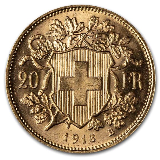 Buy 1913-B Swiss Gold 20 Francs Helvetia BU | APMEX