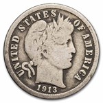 1913 Barber Dime 50-Coin Roll Avg Circ