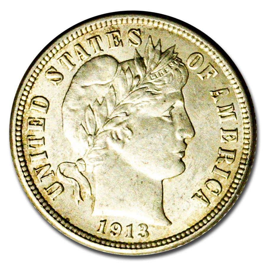 1913 Barber Dime BU