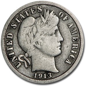1913 Barber Dime Fine 1913 Barber Dime Fine