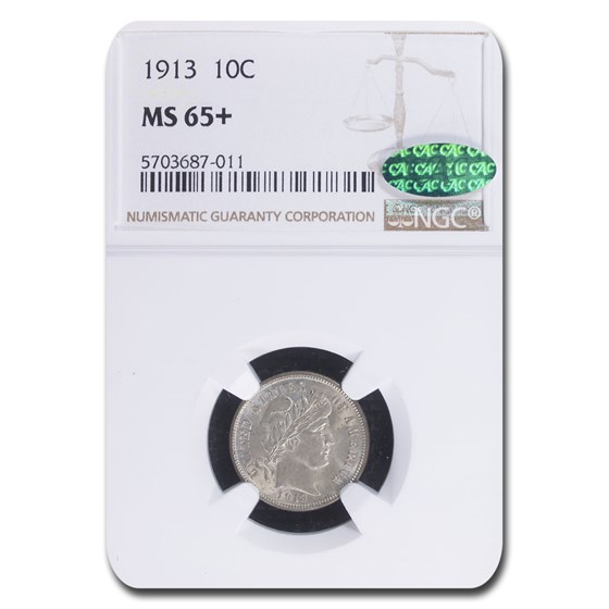 1913 Barber Dime MS-65+ NGC CAC 1913 Barber Dime MS-65+ NGC CAC