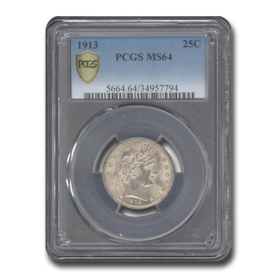 1913 Barber Quarter MS-64 PCGS