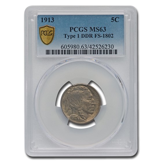 1913 Buffalo Nickel Type-I MS-63 PCGS (DDR FS-1802)