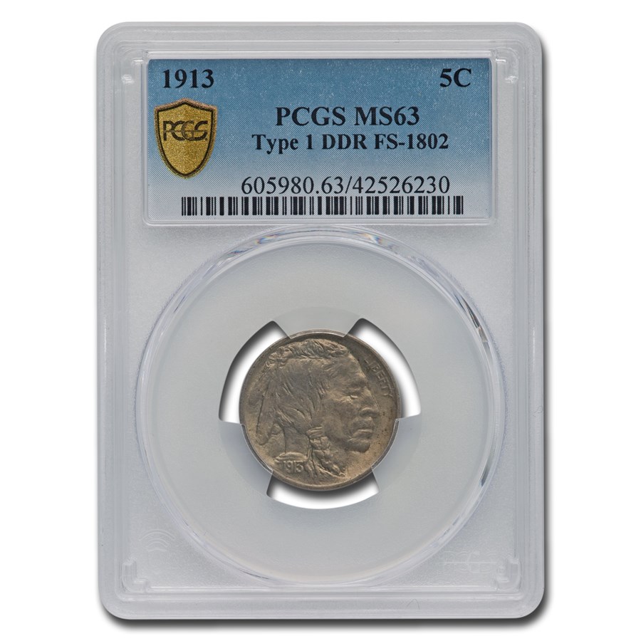1913 Buffalo Nickel Type-I MS-63 PCGS (DDR FS-1802)