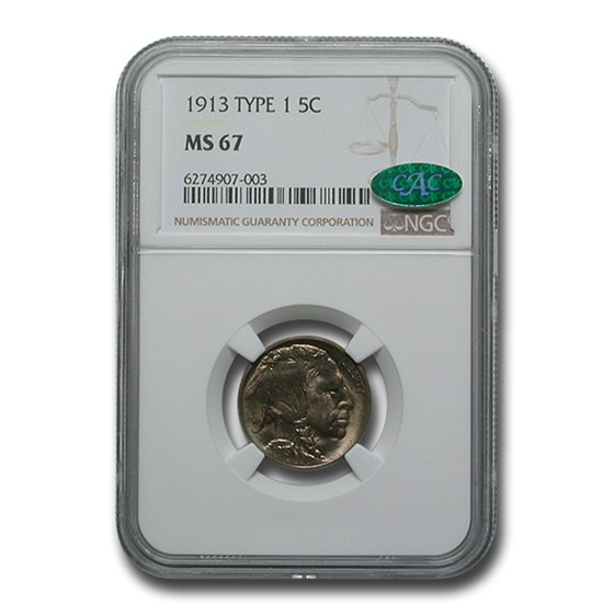 1913 Buffalo Nickel Type-I MS-67 NGC CAC 1913 Buffalo Nickel Type-I MS-67 NGC CAC