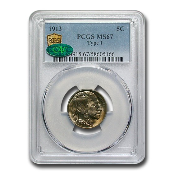 1913 Buffalo Nickel Type-I MS-67 PCGS CAC 1913 Buffalo Nickel Type-I MS-67 PCGS CAC