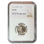 1913 Buffalo Nickel Type-I MS-68 NGC