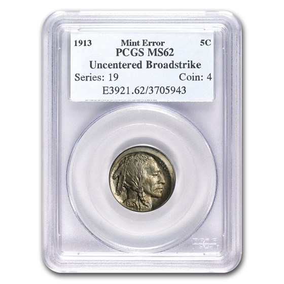 1913 Buffalo Nickel Type-II MS-62 PCGS Mint Error (Broadstrike) 1913 Buffalo Nickel Type-II MS-62 PCGS Mint Error (Broadstrike)