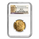 1913 Canada Gold $10 Reserve MS-63 NGC (Bank of Canada Hoard)