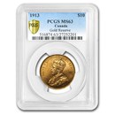 1913 Canada Gold $10 Reserve MS-63 PCGS (Gold Reserve)