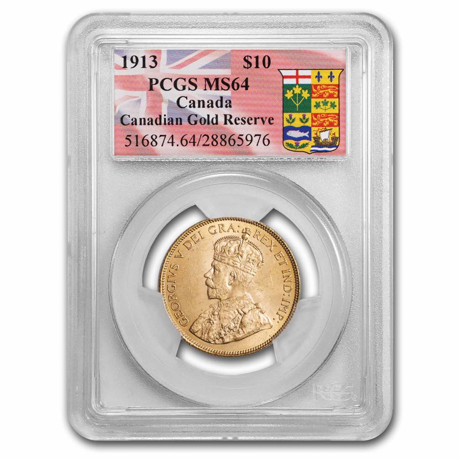 1913 Canada Gold $10 Reserve MS-64 PCGS (Canadian Gold Reserve)