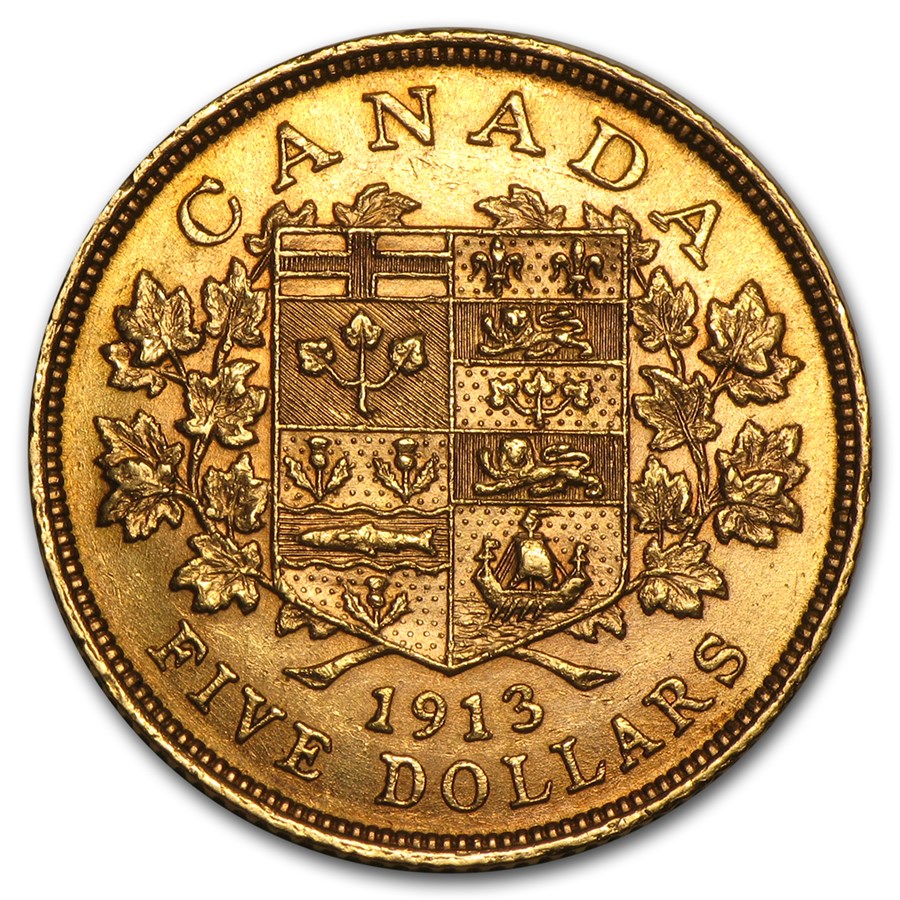 1913 Canada Gold $5 AU