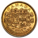 1913 Canada Gold $5 AU