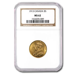 1913 Canada Gold $5 MS-62 NGC 1913 Canada Gold $5 MS-62 NGC