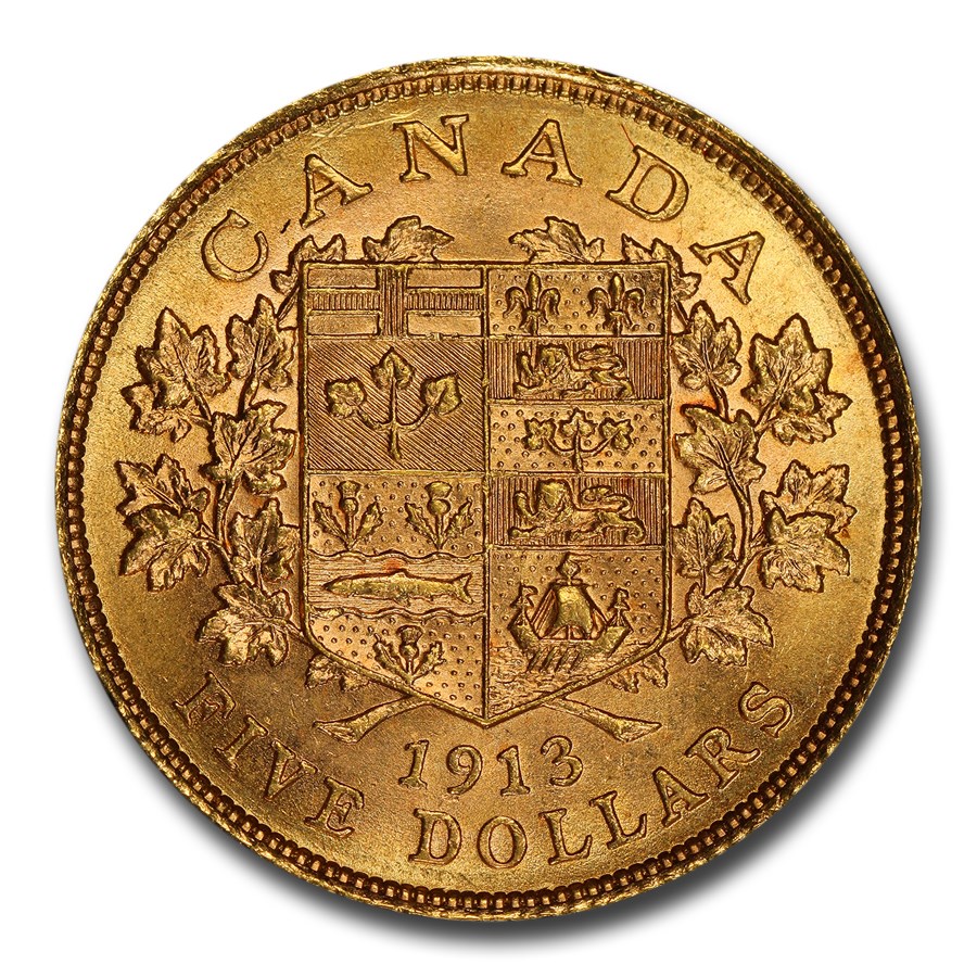 1913 Canada Gold $5 MS-63 PCGS