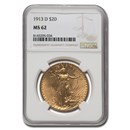 1913-D $20 Saint-Gaudens Gold Double Eagle MS-62 NGC 1913-D $20 Saint-Gaudens Gold Double Eagle MS-62 NGC