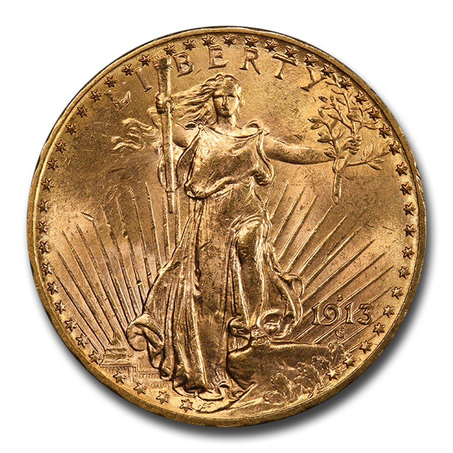 1913-D $20 Saint-Gaudens Gold Double Eagle MS-63 PCGS CAC