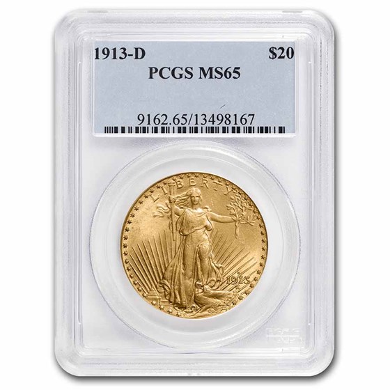 1913-D $20 St Gaudens Gold Double Eagle MS-65 PCGS 1913-D $20 St Gaudens Gold Double Eagle MS-65 PCGS