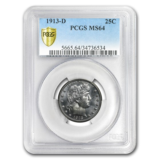1913-D Barber Quarter MS-64 PCGS 1913-D Barber Quarter MS-64 PCGS