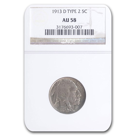 1913-D Buffalo Nickel AU-58 NGC (Type 2) 1913-D Buffalo Nickel AU-58 NGC (Type 2)