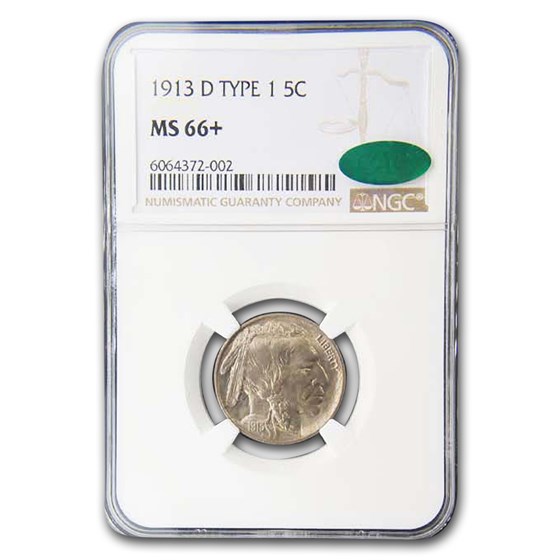 1913-D Buffalo Nickel MS-66+ NGC CAC 1913-D Buffalo Nickel MS-66+ NGC CAC