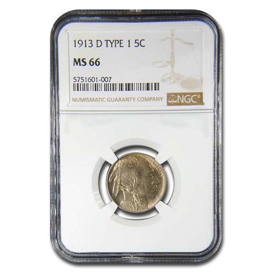 1913-D Buffalo Nickel MS-66 NGC 1913-D Buffalo Nickel MS-66 NGC