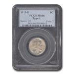 1913-D Buffalo Nickel Type-I MS-66 PCGS