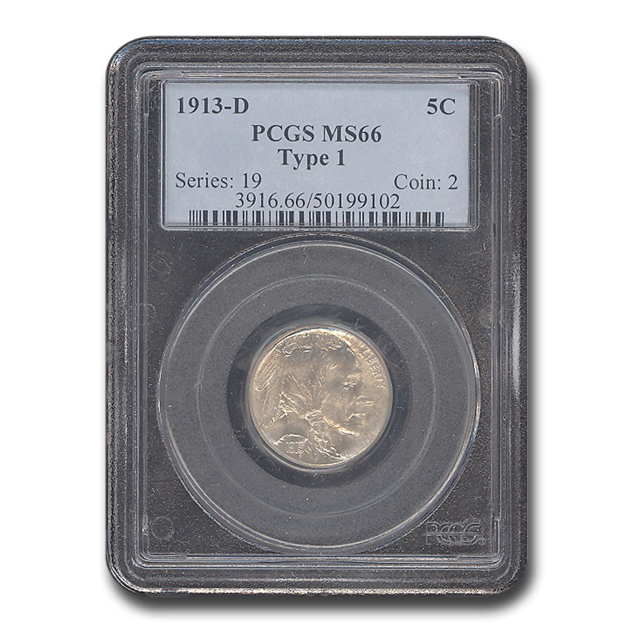 1913-D Buffalo Nickel Type-I MS-66 PCGS