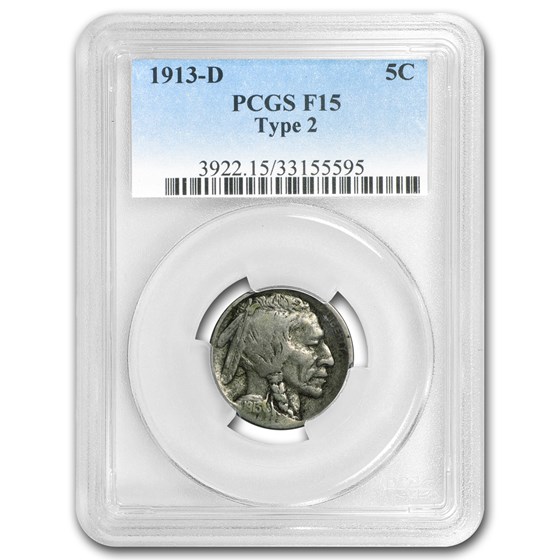 1913-D Buffalo Nickel Type-II Fine-15 PCGS 1913-D Buffalo Nickel Type-II Fine-15 PCGS