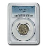 1913-D Buffalo Nickel Type-II MS-62 PCGS