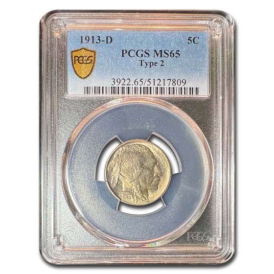 1913-D Buffalo Nickel Type-II MS-65 PCGS 1913-D Buffalo Nickel Type-II MS-65 PCGS