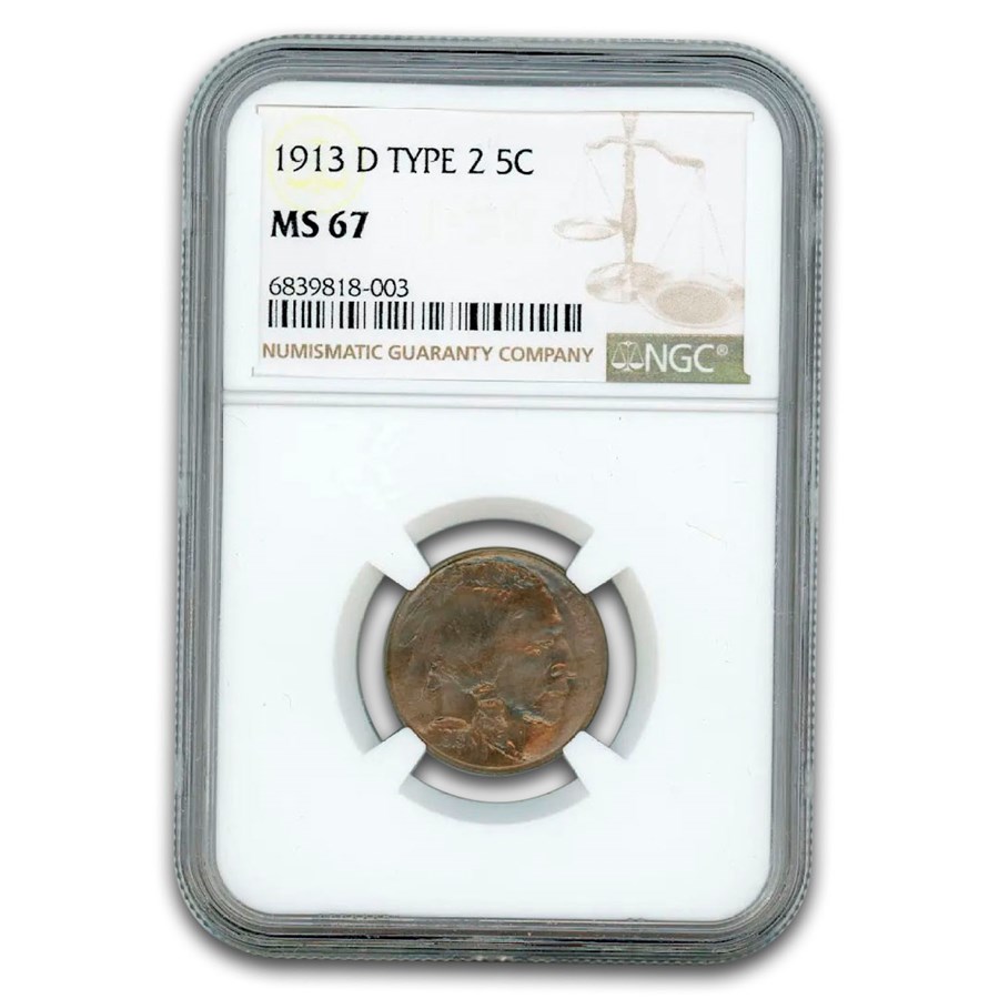 1913-D Buffalo Nickel Type-II MS-67 NGC