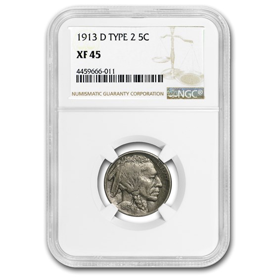 1913-D Buffalo Nickel Type-II XF-45 NGC 1913-D Buffalo Nickel Type-II XF-45 NGC