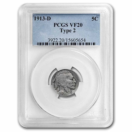 1913-D Buffalo Nickel VF-20 PCGS (Type-II) 1913-D Buffalo Nickel VF-20 PCGS (Type-II)
