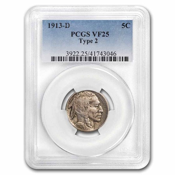 1913-D Buffalo Nickel VF-25 PCGS (Type-II) 1913-D Buffalo Nickel VF-25 PCGS (Type-II)