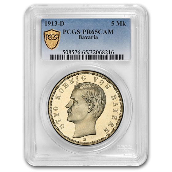 1913-D Germany Silver 5 Mark PR-65 Cameo PCGS 1913-D Germany Silver 5 Mark PR-65 Cameo PCGS
